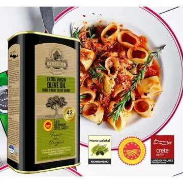 Ellora Farms, Certified PDO Extra Virgin Olive Oil, Single Estate, Single Origin, Single Variety, Cold Press & Traceable Olive Oil, Born in Crete, Greece, Kosher, 1 Lt Tin (33.8 oz.)