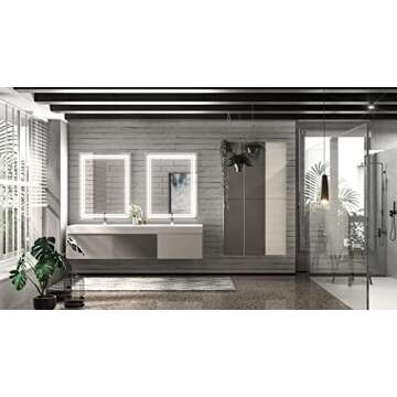 Keonjinn LED Bathroom Mirror with Lights, 28 x 36 Inch Front Lighted Vanity Mirror, HD Tempered Glas...