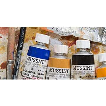 Schmincke - MUSSINI® finest resin oil colors, 10 x 35 ml set, 70 010 097, wooden box walnut-tinted, resin oil color based on recipes of old masters