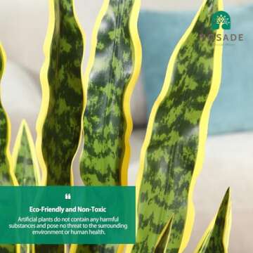 MOSADE Artificial Snake Plant 37” Fake Potted Sansevieria with Handmade Seagrass Basket, Perfect Faux Tree Home Décor for Indoor Outdoor Office Porch Balcony Bedroom Bathroom Gift