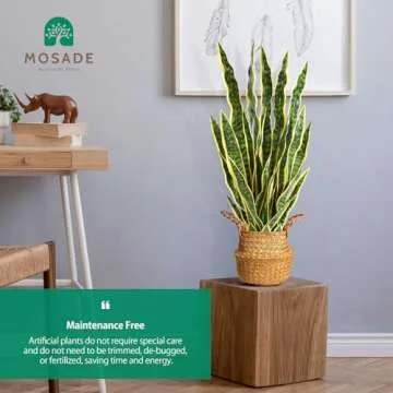 37” Realistic MOSADE Artificial Snake Plant in Basket