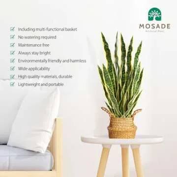 37” Realistic MOSADE Artificial Snake Plant in Basket