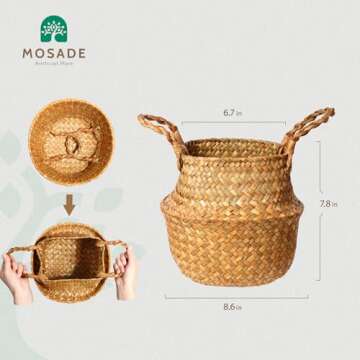 MOSADE Artificial Snake Plant 37” Fake Potted Sansevieria with Handmade Seagrass Basket, Perfect Faux Tree Home Décor for Indoor Outdoor Office Porch Balcony Bedroom Bathroom Gift