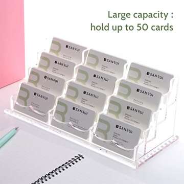 SANRUI Business Card Holder Clear Acrylic Desk Organizer