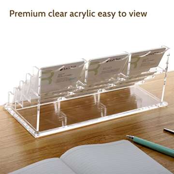 SANRUI Business Card Holder Clear Acrylic Desk Organizer