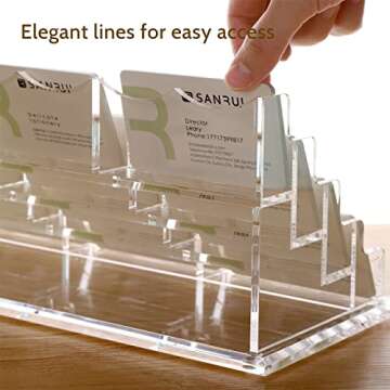 SANRUI Business Card Holder Clear Acrylic Desk Organizer