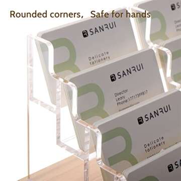 SANRUI Business Card Holder Clear Acrylic Desk Organizer