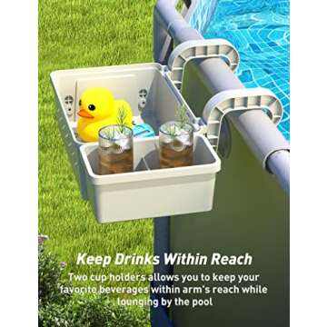 POOLHACKER 2024 Upgrade 2 Sets Poolside Storage Basket, Above Ground Pool Accessories, Swimming Pool Storage Basket with Pool Cup Holder, Poolside Storage to Organize Cup Towel