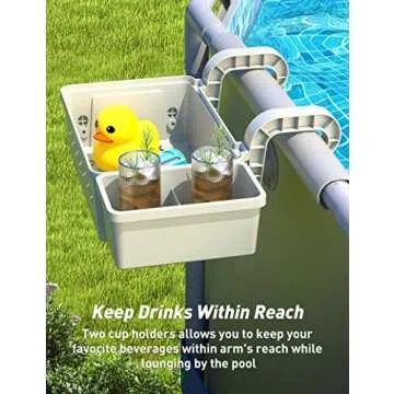 POOLHACKER 2024 Upgrade 2 Sets Poolside Storage Basket, Above Ground Pool Accessories, Swimming Pool Storage Basket with Pool Cup Holder, Poolside Storage to Organize Cup Towel