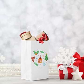 Lyeasw Bulk White Paper Bags with Handles 25 Pack