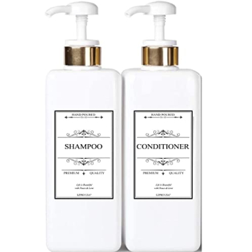 Empty Plastic Pump Bottles Square Shampoo Bottle Conditioner Soap Lotion Refillable, BPA Free for Bo...