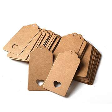 Teekia 100pc Kraft Paper Gift Tags with Twine for Gifts