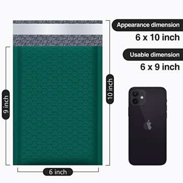 UCGOU Bubble Mailers 6x10 Inch Green 50 Pack Padded Envelopes Small Business Mailing Packages Opaque...