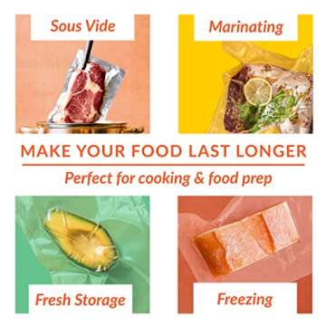 Nutri-Lock Vacuum Sealer Bags, Set of 2 8" x50' & 11" x50' BPA-Free Rolls, Vac Seal for Sous Vide & Meal Prep, Commercial Grade Food Vac Bags