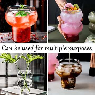 Creative Gourd Cocktail Glass Set of 2, Martini Glasses Novelty Drink Cup Wine Goblets Champagne Cups, Ideal Gifts for Housewarming, Wedding, Birthday Celebrations - CG04