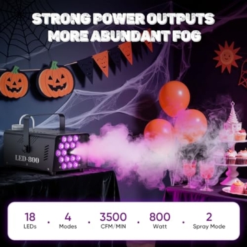 MLIKOEU Fog Machine 800W with LED Effects for Parties