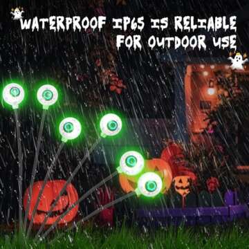 korwiy 4PACK Scary Eyeballs Solar Garden Lights Halloween Decorations Outdoor for Lawn, Patio, Party Decor(Green)
