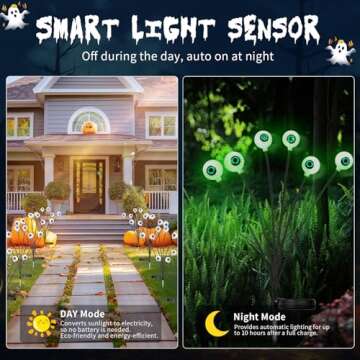 korwiy 4PACK Scary Eyeballs Solar Garden Lights Halloween Decorations Outdoor for Lawn, Patio, Party Decor(Green)