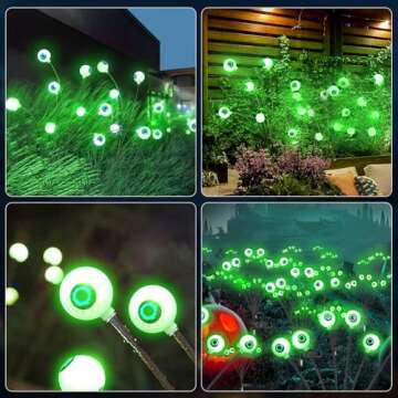 korwiy 4PACK Scary Eyeballs Solar Garden Lights Halloween Decorations Outdoor for Lawn, Patio, Party Decor(Green)