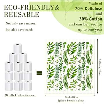 6 Pcs Swedish Dishcloth for Kitchen Reusable Paper Towels Swedish Sponge Absorbent Dish Towel Fast D...