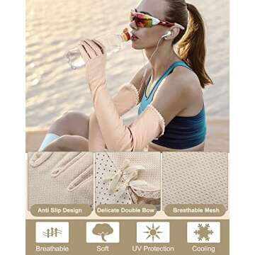 3 Pairs Women UV Sun Protection Driving Gloves Summer