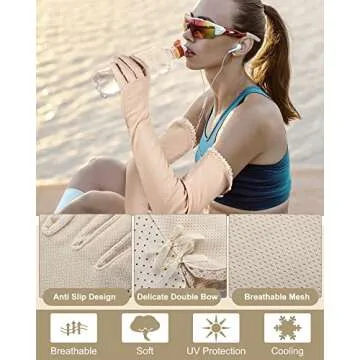 3 Pairs Women UV Sun Protection Driving Gloves Summer