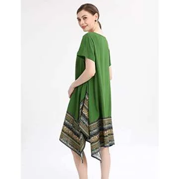 Minibee Women's Ethnic Cotton Linen Dress for Summer