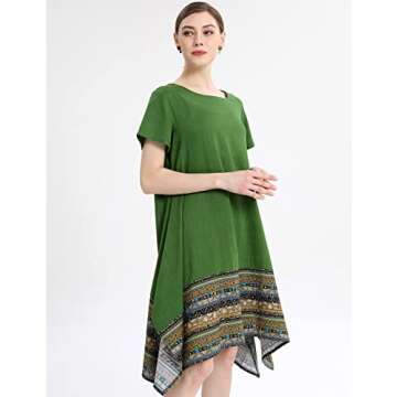Minibee Women's Ethnic Cotton Linen Dress for Summer