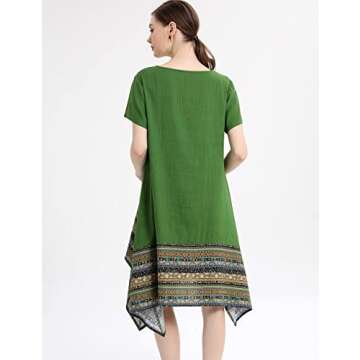 Minibee Women's Ethnic Cotton Linen Dress for Summer