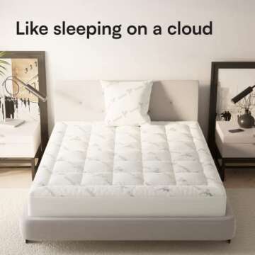 Ultra Soft Queen Size Mattress Topper - Viscose Made from Bamboo Pillow Top Mattress Pad for Back Pa...