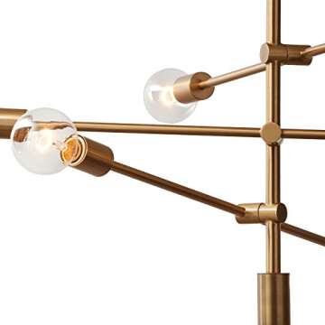 Amazon Brand – Rivet Mid-Century Modern 6-Light Ceiling Pendant Chandelier Fixture, 29.3"W, Adjustable Hanging Height, Brass