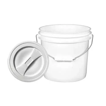 House Naturals 2 Gallon Food Grade BPA Free Bucket Container with Screw on White Lid (Pack of 2) Made in USA Container (White)