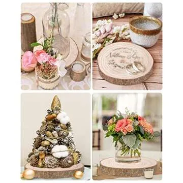 Wood Slices 4 Pcs 9.8-12Inch Large Wood Rounds Unfinished Wood Circles Natural Wood Slices for Centerpieces/Table Centerpieces/Crafts/DIY/Décor/Painting