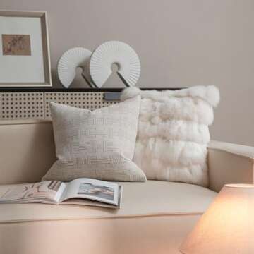 Croker Horse 20x20'' Inches Throw Pillow Cushion Cover - Emma Beige Tawny Birch Stripe Pattern Series Luxury Couch Sofa Pillow for Living Room Bedroom