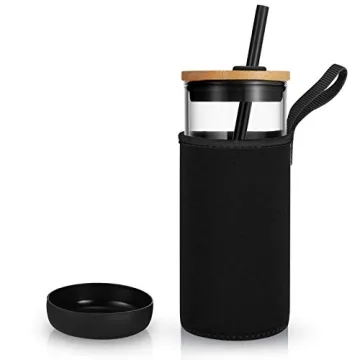 Tronco 20oz Stylish Glass Tumbler with Straw and Lid