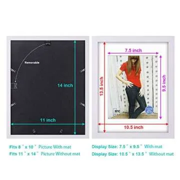 RPJC 11x14 Picture Frame with Solid Wood and Glass