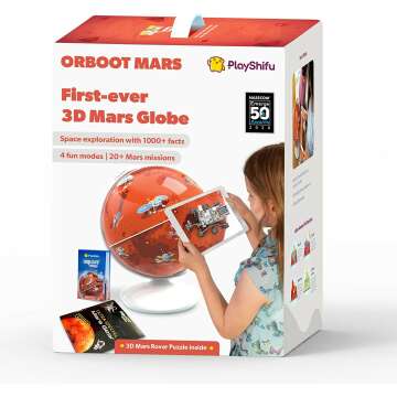 PlayShifu Interactive Science Kit - Orboot Mars Globe & App, Learn about Mars!
