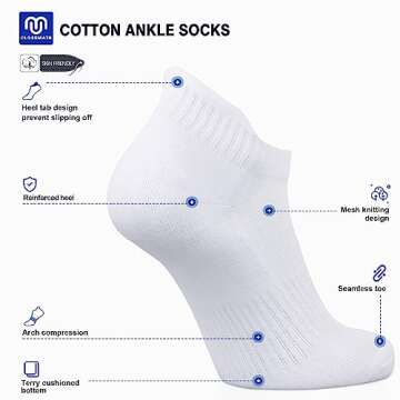 Closemate Ankle Athletic Running Socks 7 Pairs Low Cut Wicking Sport Cushion Tab Socks for Men and W...