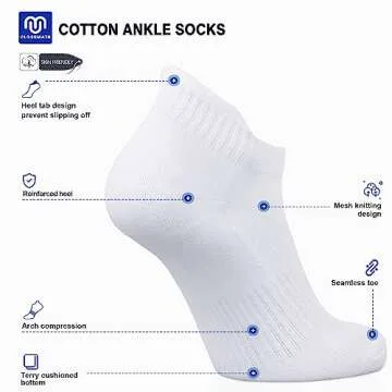 Closemate Ankle Athletic Running Socks 7 Pairs Low Cut Wicking Sport Cushion Tab Socks for Men and W...