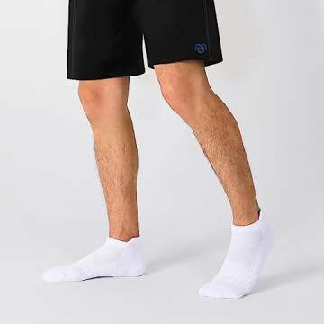 Closemate Ankle Athletic Running Socks 7 Pairs Low Cut Wicking Sport Cushion Tab Socks for Men and Women (7White, Size L)