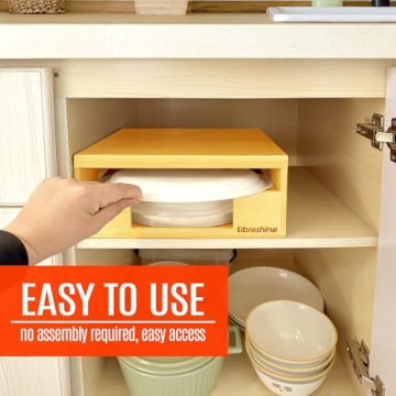 Libreshine Bamboo Paper Plate Dispenser for Kitchen Storage