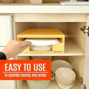 Libreshine Bamboo Paper Plate Dispenser for Kitchen Storage