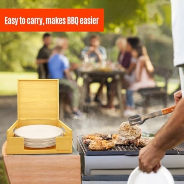 Libreshine Bamboo Paper Plate Dispenser for Kitchen Storage