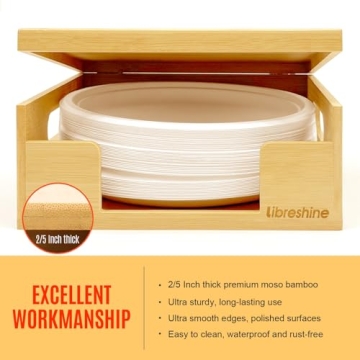 Libreshine Bamboo Paper Plate Dispenser for Kitchen Storage