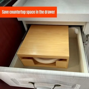 Libreshine Bamboo Paper Plate Dispenser for Kitchen Storage