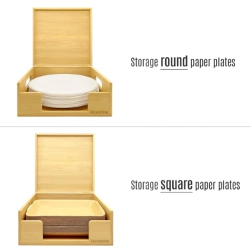 Libreshine Bamboo Paper Plate Dispenser for Kitchen Storage