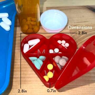 Small Pill Organizer - Cute Pocket Daily Medicine Dispenser with Days of The Week, Holds Tablets and Vitamins