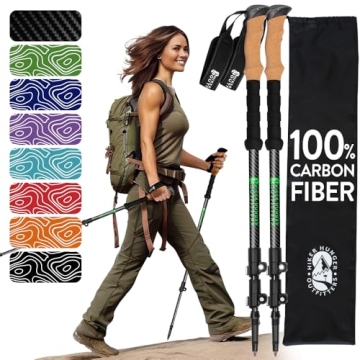 Hiker Hunger Carbon Fiber Trekking Poles | Collapsible Walking Sticks for Travel | Walking Poles for...