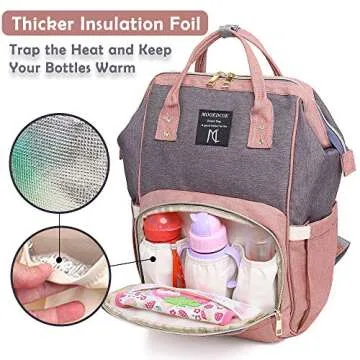 Diaper Bag Backpack, Multifunction Waterproof Travel Back Pack Maternity Baby Nappy Changing Bags Pink 25L