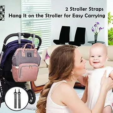 Diaper Bag Backpack, Multifunction Waterproof Travel Back Pack Maternity Baby Nappy Changing Bags Pink 25L